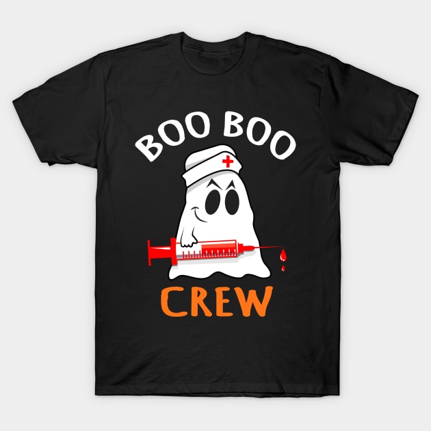 Boo Boo Crew Nurse Ghost Funny Halloween Costume Gift T-Shirt by amitsurti